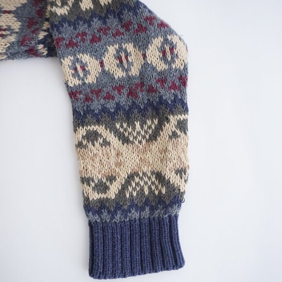 Vintage American Eagle Outfitters Taupe Blue Knit Eclectic Grandpa Crewneck M - Picture 5 of 10